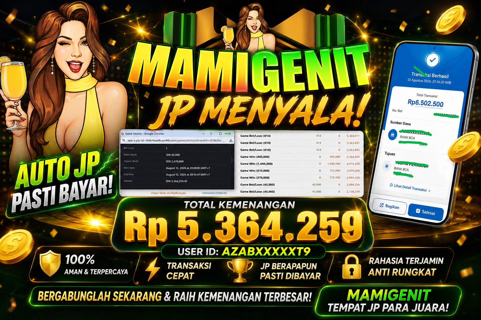 MAMIGENIT - JACKPOT DI SEBESAR RP.6,500,000,- DI GAME KOI 